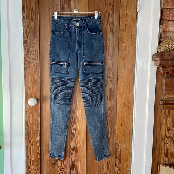 ✨ Maniere De Voir ✨ Super Stretch Moto Style Skinny Jeans ~ Size 6 💛🍄 - Picture 2 of 7